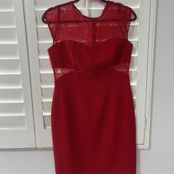 Lacy Red Sleeveless Cocktail Dress--size 8
