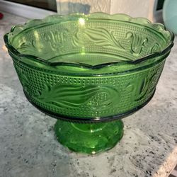 Antique Green Glass Bowl No Damage 