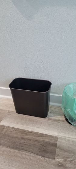 Small Black Steel Wastebasket