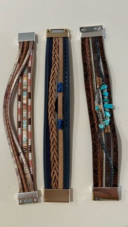 Boho Wrap Bracelets Set of 3  size 71/2
