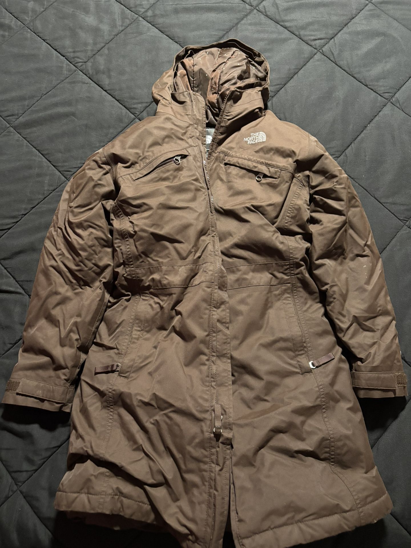Girls North Face brown parka