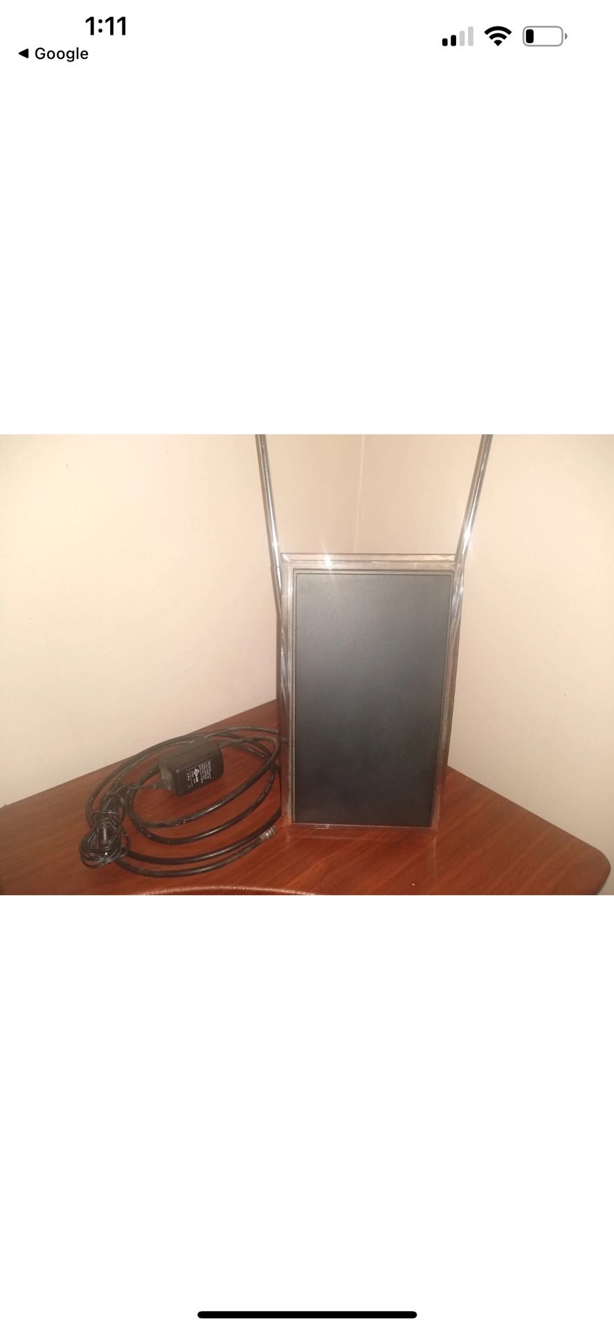 GE 34700 Amplified Flat Panel Indoor Enhanced HDTV Antenna 40 Mile Range Used