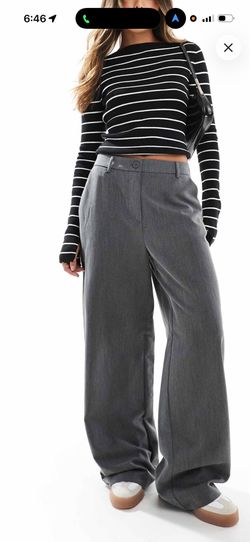 Grey Wide-Leg Trousers with Elasticated Waist