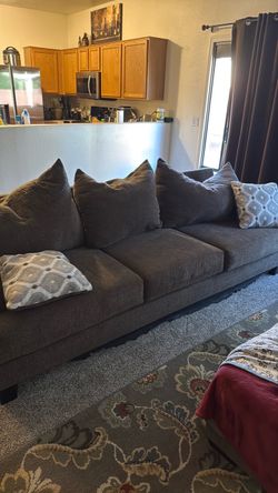 Dark Gray Fabric 3-Seat Sofa