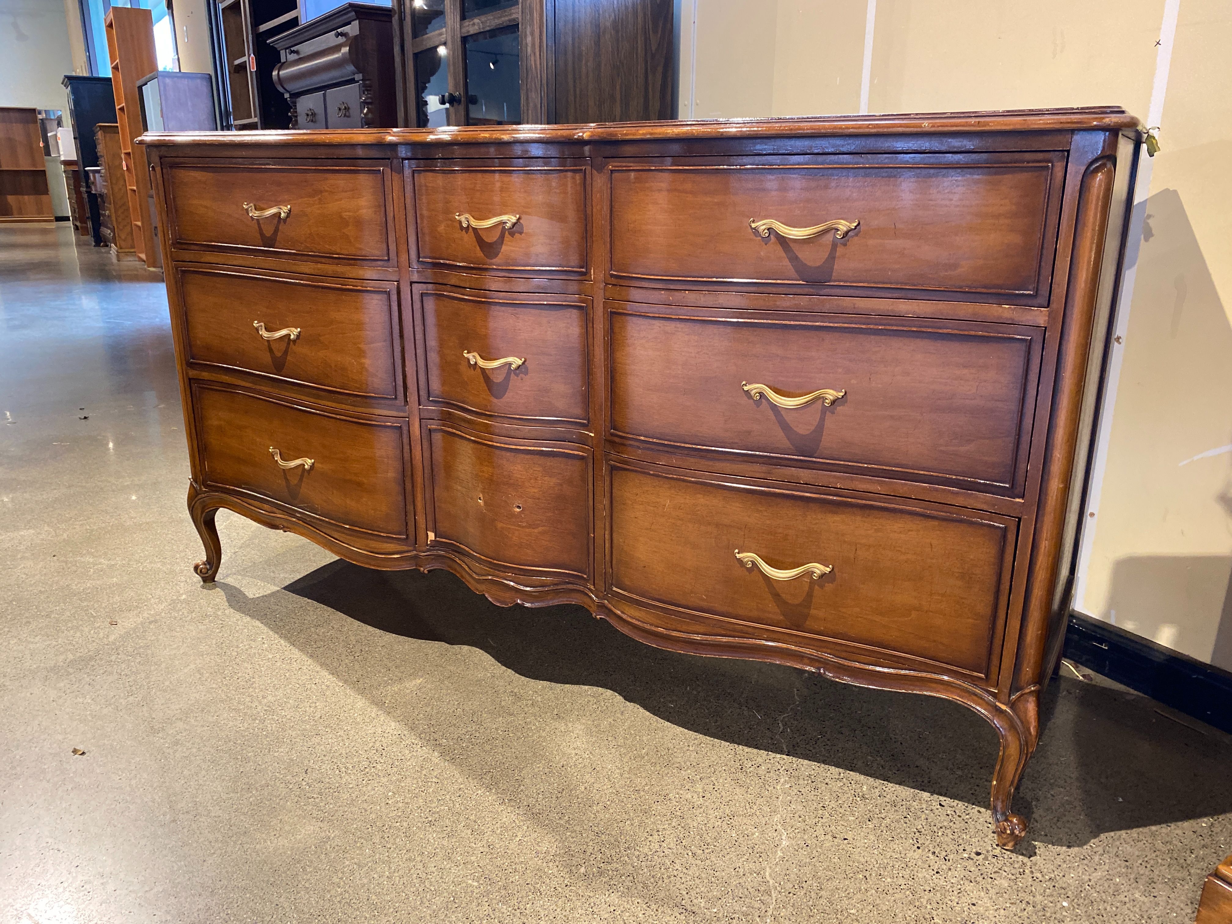 DREXEL French Provincial 9-drawer Dresser