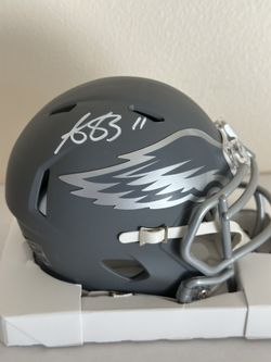 Eagles AJ Brown Authentic Signed Slate Speed Mini Helmet BAS COA