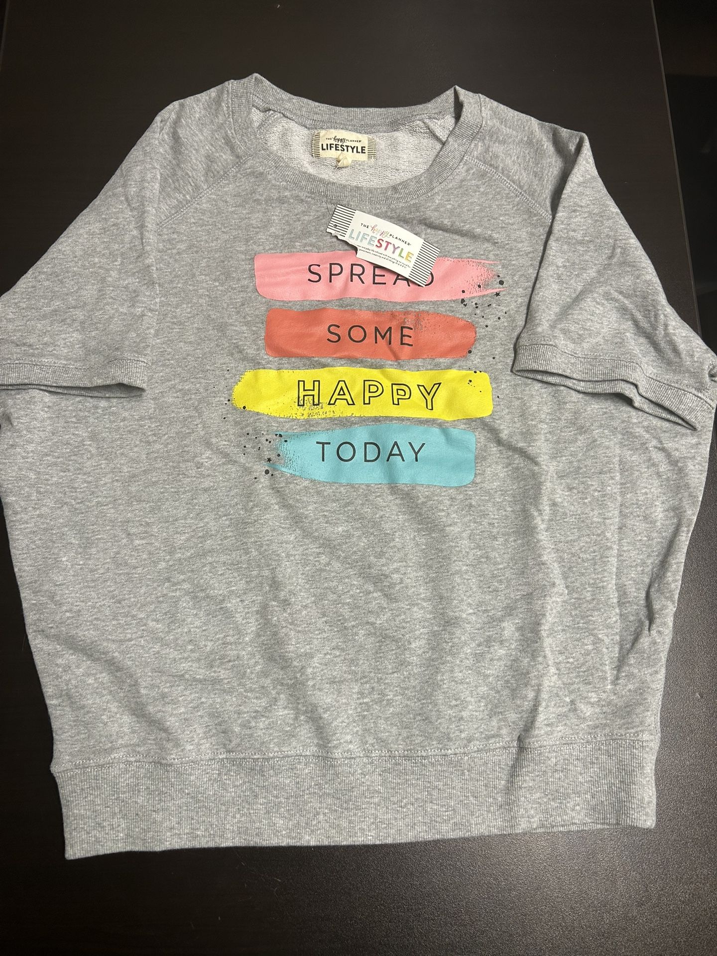 The Happy Planner Lifestyle Spread Some Happy Today Gray Shirt Women’s Size S