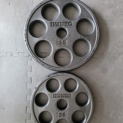 IVANKO Olympic Weight Plates (1x25Lb and 1x35Lb) for $40 Firm (Walnut 91789)