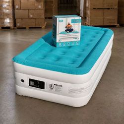 New In Box Twin Size Inflatable Air Mattress Bed With Built In Plug-in Pump And Carrying Bag 550 Lbs Capacity 