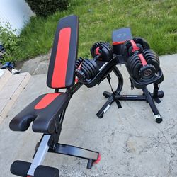 Bowflex Dumbells 5-52 With Stand And Weight Bench 