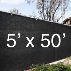 FENCE SCREEN - 5x50 Privacy Screen with ZIP TIES - BLACK 