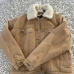 Women’s Brown Camel Canvas Sherpa Jacket 