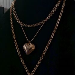 Fashion Three Layered Heart Necklace 