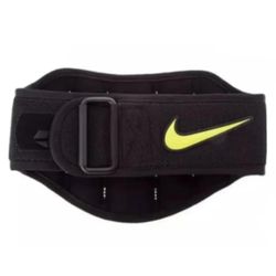 New Nike Structured Weight Lifting Training Belt 2.0 Size MEDIUM M Black Volt