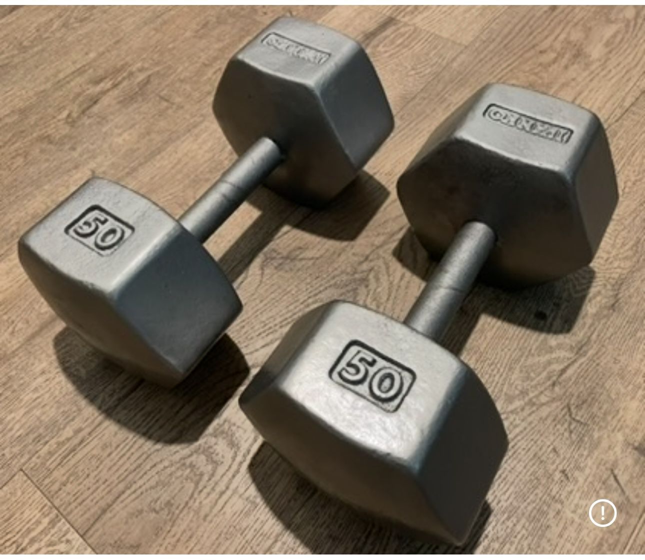Vintage set. (2) IVANKO Hex Dumbbells 50 lbs Total: 100 lbs $1.8 per pound.
