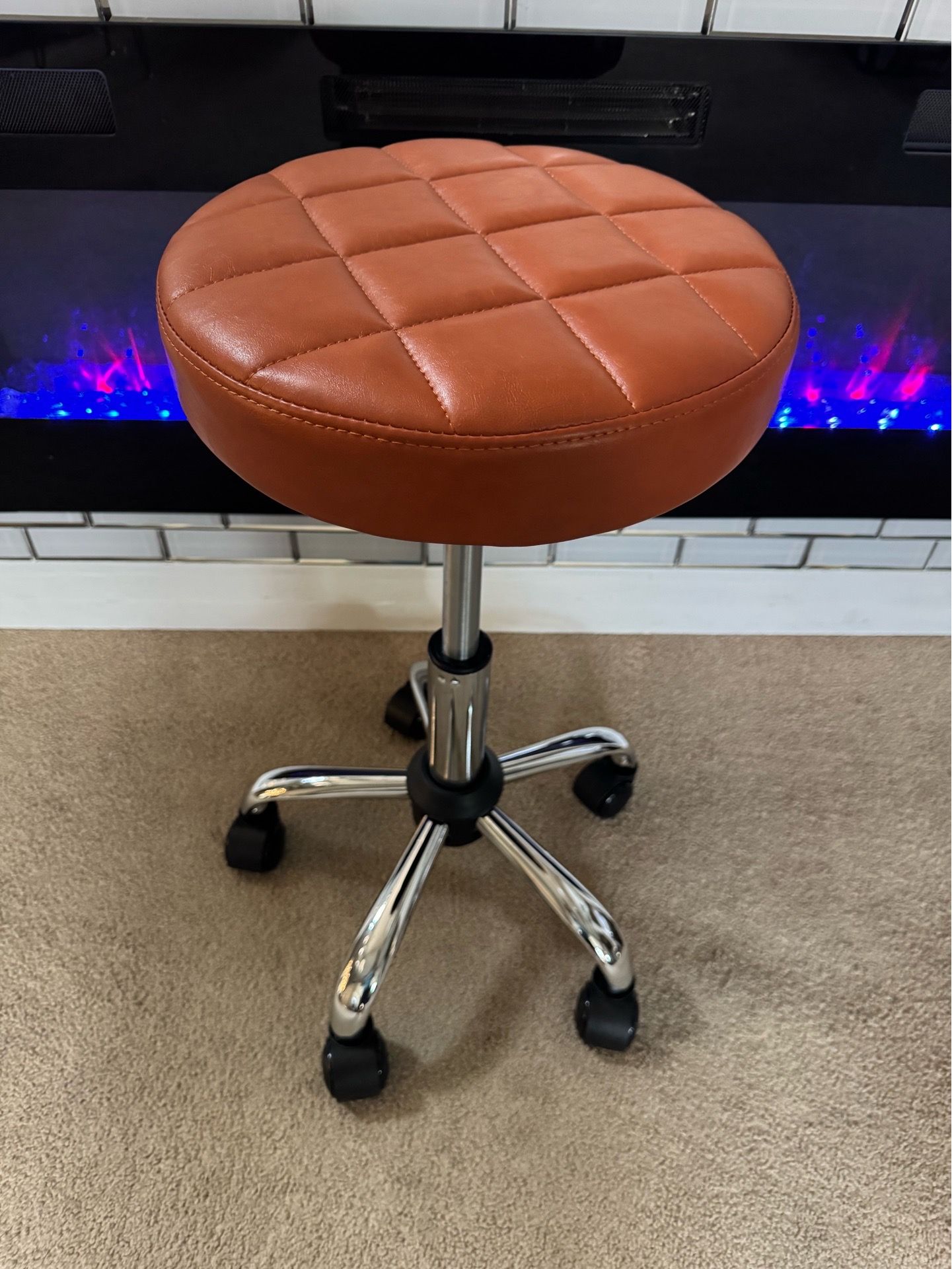NEW**Burnt Orange Round Swivel Rolling Chair Height Adjustable Stool for Spa Salon Massage