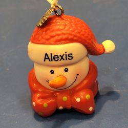 Personalized "Alexis" snowman ornament