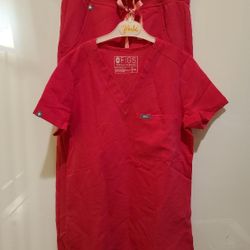 FIGS scrub top and pants ssx petite pink