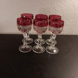 EXQUISITE VTG Indiana Glass Kings Crown Thumprint Cordial Goblets Set of 6
