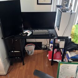 47inch Computer Desk with 3 Drawers and Storage Shelves 