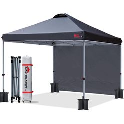 Durable Pop-up Canopy Tent with 1 Sidewall (10'x10',Black)