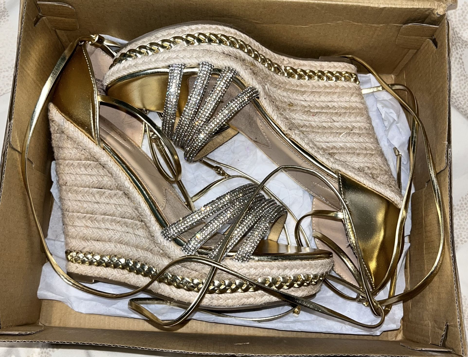 Gold Wedge Sandals 9