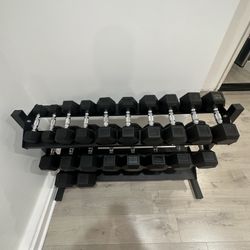 5-50lbs Dumbbells w/Rack 