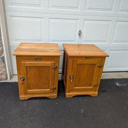 Antique Solid Wood Set Of 2 Nightstands 