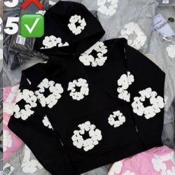 $65 denim tear hoodie black and white small and medium