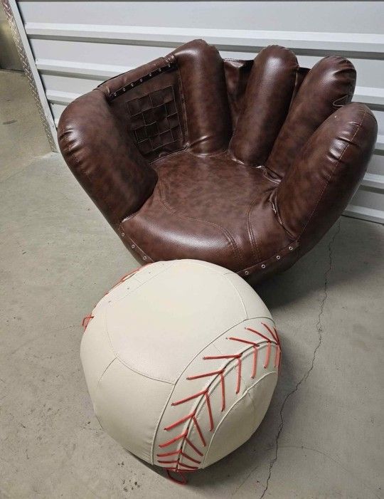 Leather Kids Baseball Glove Chair
with Baseball Ottoman