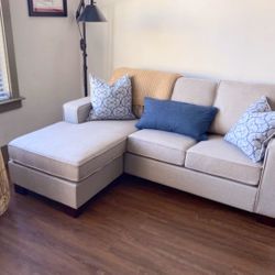 White Modern Brayden 85” Sectional Sofa with Reversible Chaise by Sand & Stable