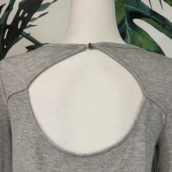 LOFT Open Back Heather Gray Knit Top