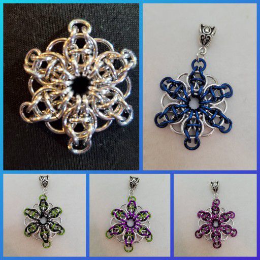 Celtic Flower Chainmaille Pendant 