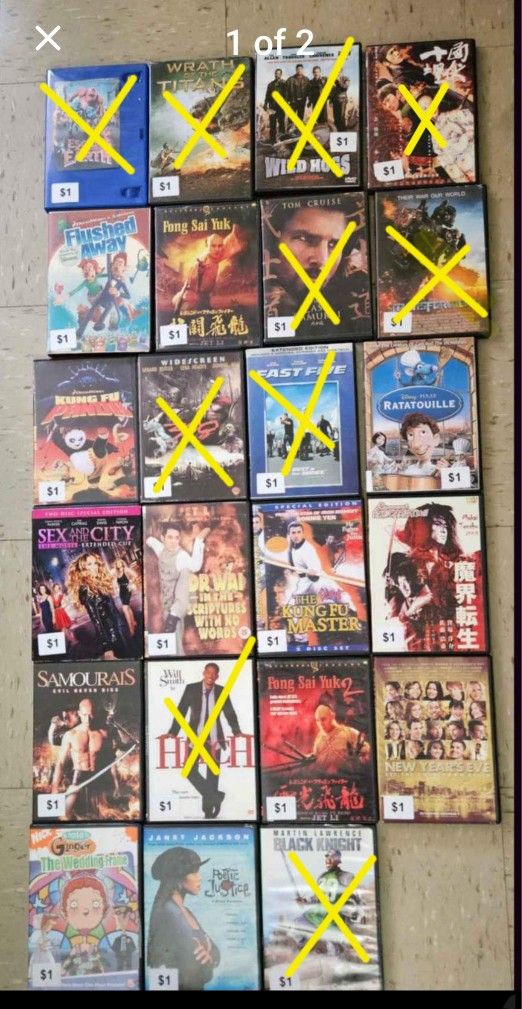 DVD Movies $1 Each