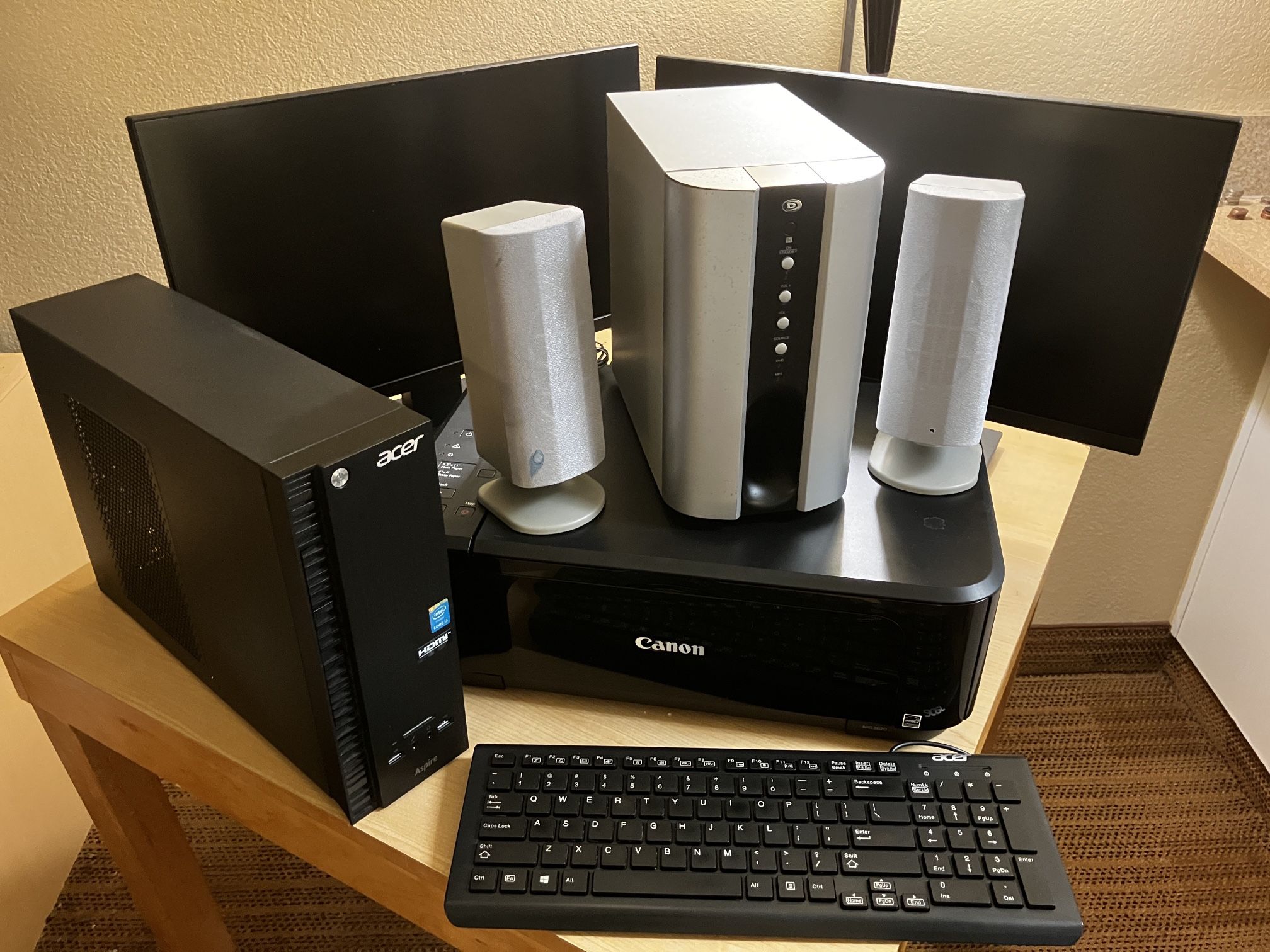Desktop Computer, Windows 11, 22" Monitors, Canon Printer, HT Speakers