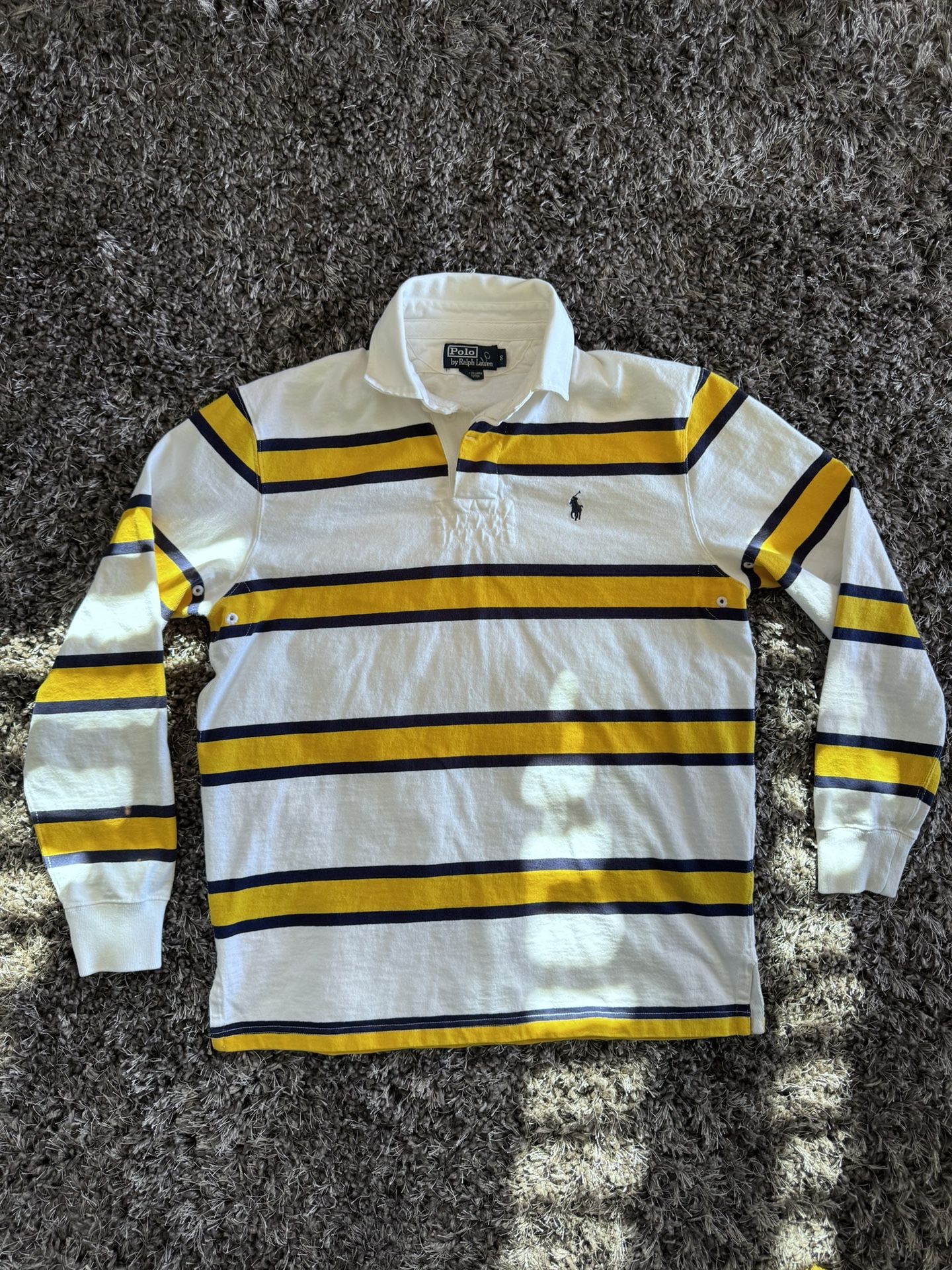 Vintage Polo Ralph Lauren Shirt Mens S Pique Striped Preppy Office Golf Hip Hop y2k Rap