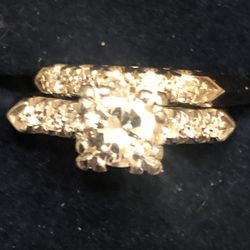 Platinum Diamond Engagement Ring & 14K White Gold Diamond Wedding Band