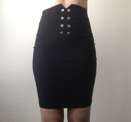 Black Button Pencil Skirt
