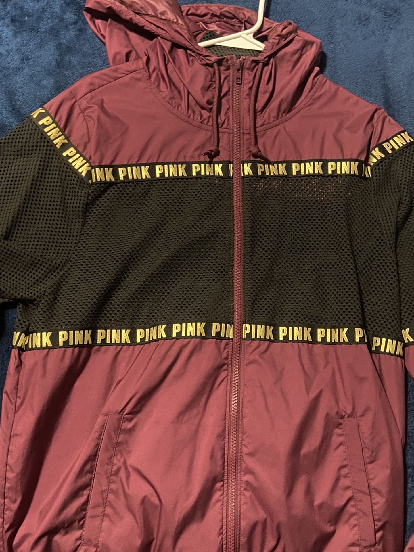 Victoria Secret Pink Mesh Burgundy Anorak