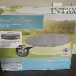 Intex 28041E Deluxe Debris Pool Cover for 18-Foot Intex Ultra Frame Round Above Ground Swimming Pools with Drain Holes (Cover Accessory Only), Gray