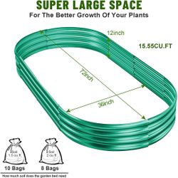 Oval Metal Raised Garden Bed 72x36x12 Inch
