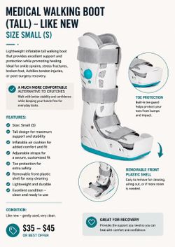 Medical Walking Boot (Tall) – Like New – Size Small