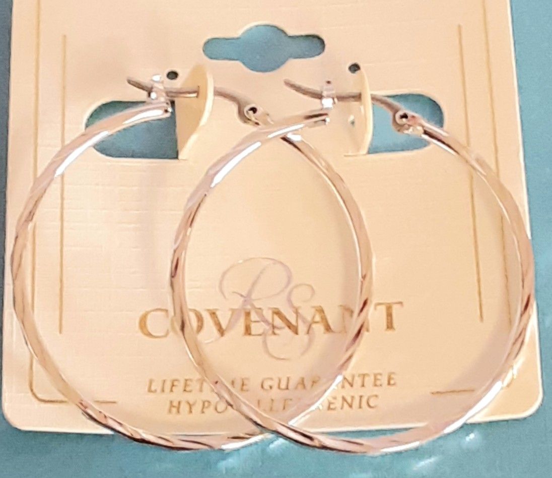 Shipping Only: New Covenant Jewelry Silvertone hypo-allergenic hoop earrings