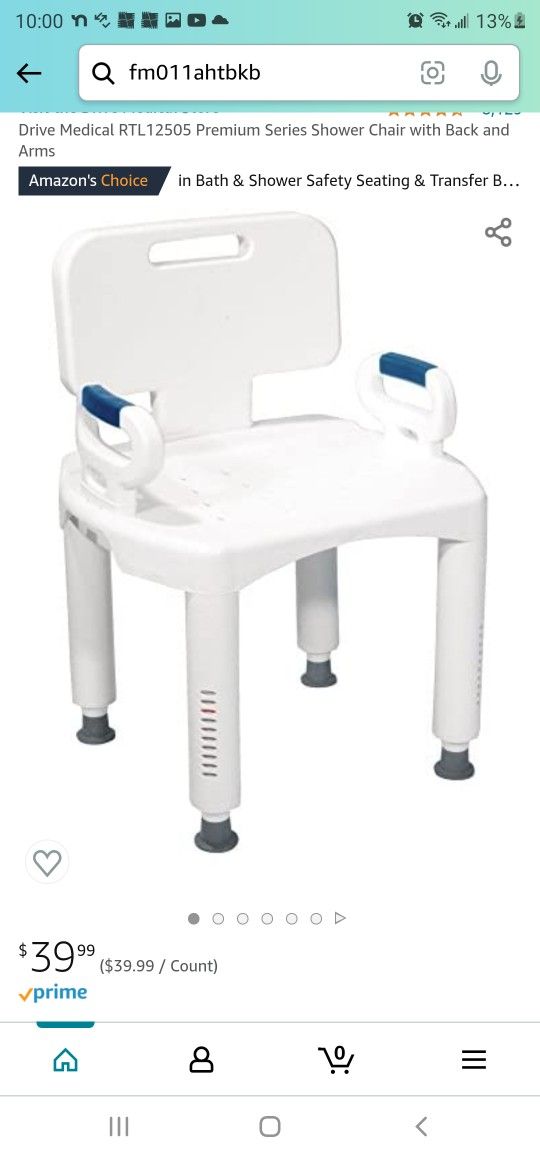 Drive Medical RTL12505 Premium Series Shower Chair with Back and Arms for seniors