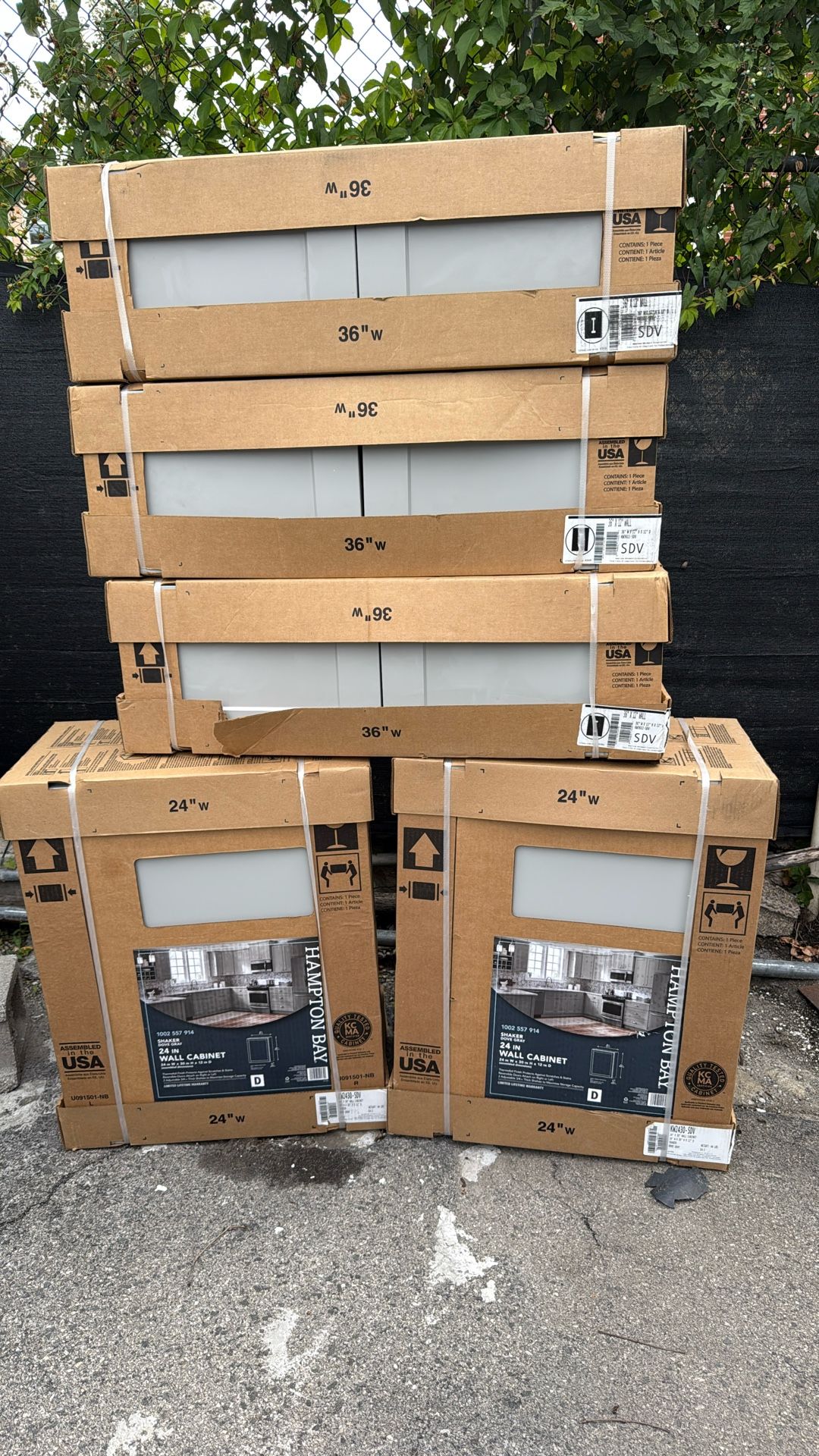 Set Of Five Hampton bay Shaker Wall cabinets
