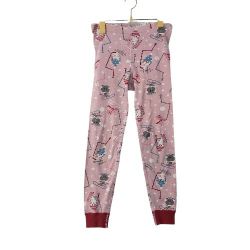 HANNA ANDERSSON Girls Pink Winter Cats Ski Pajama Pants Size 8 Organic Cotton