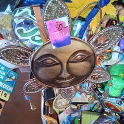 Cool Metal Embellished Sun Face Wind Chime