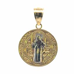 Men’s or Women’s 14k Two Toned White Yellow Gold Saint St. Benedict Medal Pendant For Necklace GP3095074