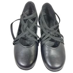 ECCO Babett Clog Mary Jane Shoes EU 40 (9-9.5) Black Round-Toe Criss-Cross Strap
