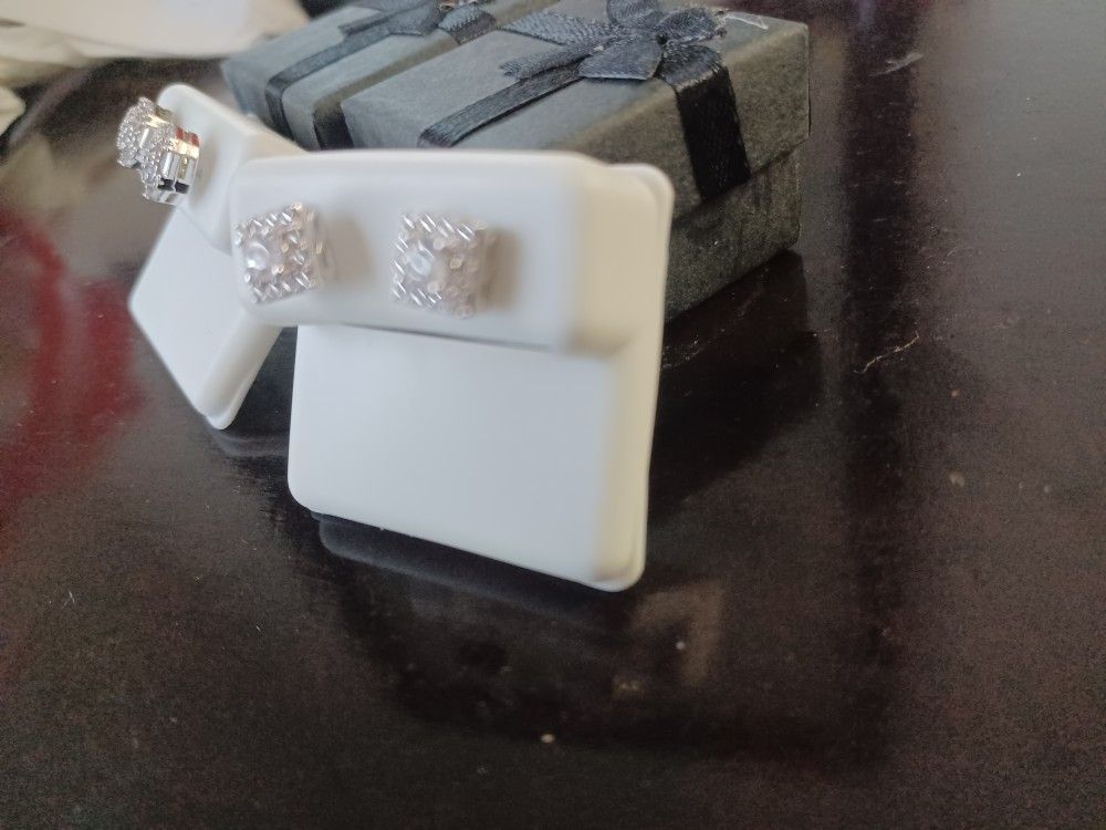 Two Pairs Of Cubic Zirconia Gold Plated Silver Earrings